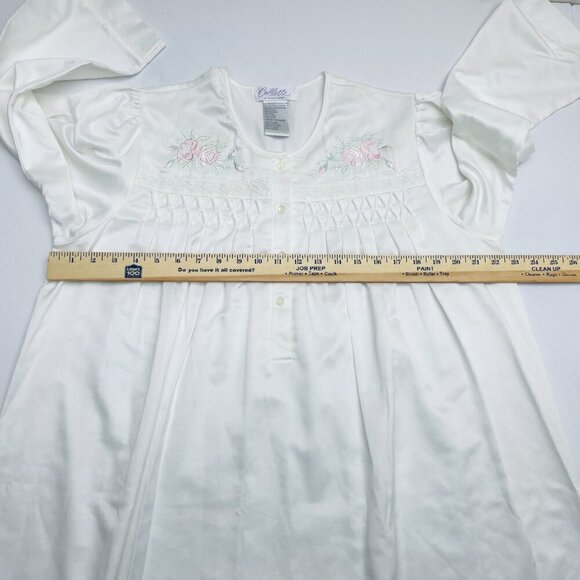 NEW Collette by Miss Elaine White Floral Embroidered Nightgown Long Sleeves L - Picture 5 of 8